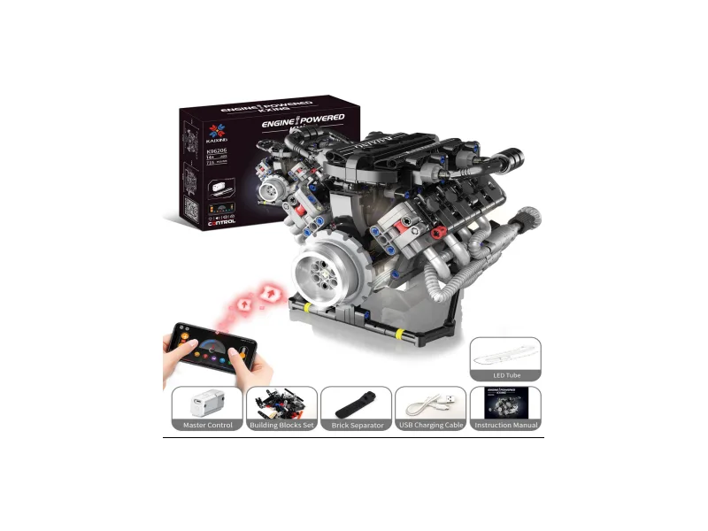 KXING V8 Engine Building Kit — Red Racing Edition (K96198)